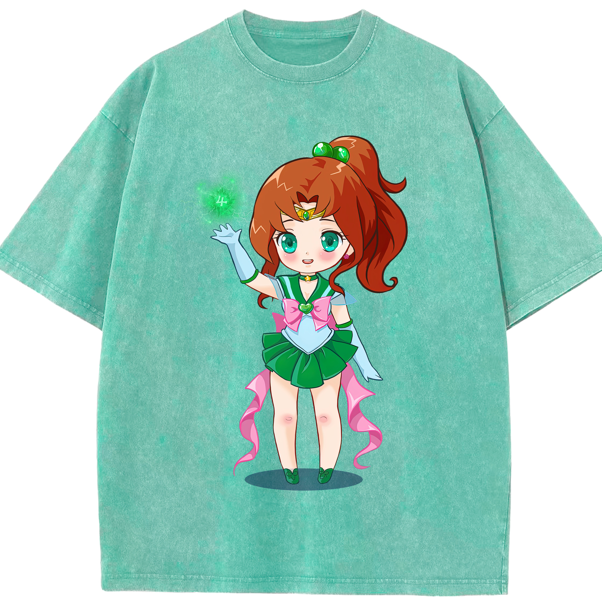 （画像用） 美少女戦士セーラームーン 木野 まこと きの まこと Sailor Moon Kino Makoto （セーラージュピター；Sailor Jupiter） 綿100% ヴィンテージ風 半袖Tシャツ（フロントプリント）